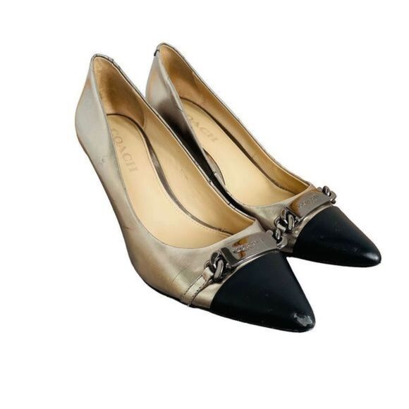 COACH Bowery Gunmetal Pointed Toe Heels - Picture 3 of 15